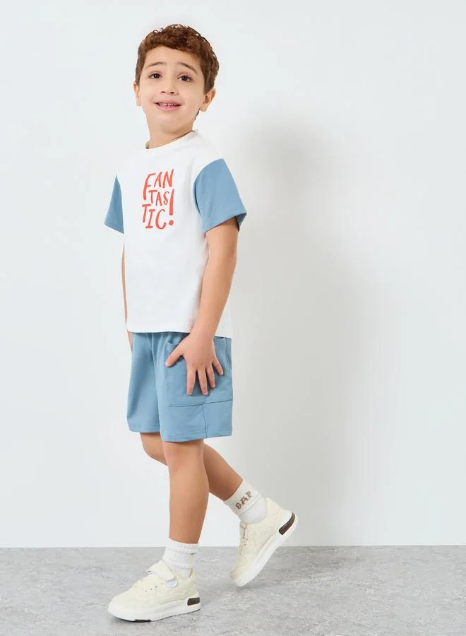 Styli Boy Color Block T-Shirt and Shorts Set